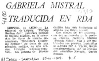 Gabriela Mistral traducida en RDA