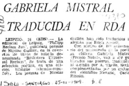 Gabriela Mistral traducida en RDA