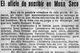 El oficio de escribir en Mesa Seco