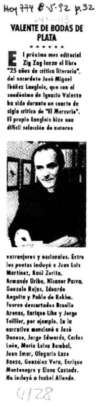 Valente de boda de plata.