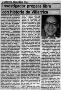Investigador prepara libro con historia de Villarrica.