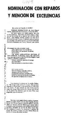 Nominación con reparos y mención de excelencias
