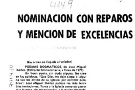 Nominación con reparos y mención de excelencias