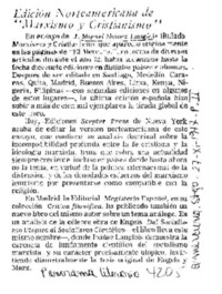 Edición Norteamericana de "Marxismo y Cristianismo".