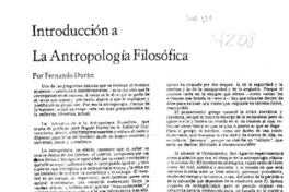 Introducción a la antropología filosófica
