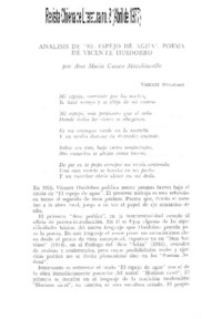 Análisis de "El espejo de agua", poema de Vicente Huidobro