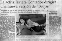 La actriz Javiera Contador dirigirá una nueva versión de "Brujas"