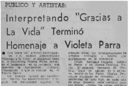 Interpretando "Gracias a la vida" terminó homenaje a Violeta Parra.