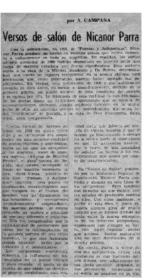 Versos de salón de Nicanor Parra