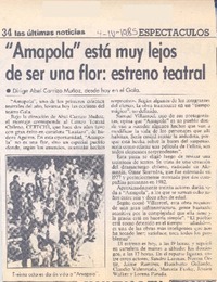 "Amapola" está muy lejos de ser una flor: estreno teatral.