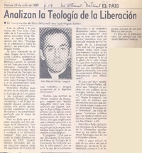 Analizan la teología de la liberación.
