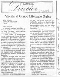 Felicita al Grupo Literario Ñuble
