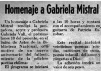 Homenaje a Gabriela Mistral.