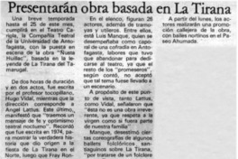 Presentarán obra basada en La Tirana