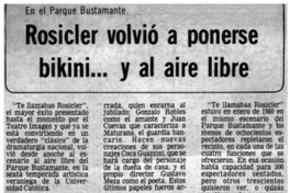 Rosicler volvió a ponerse bikini, y al aire libre.