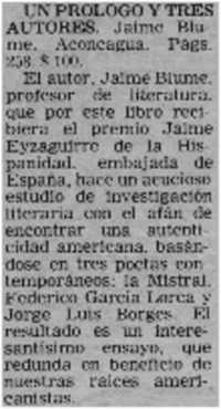 Un prólogo y tres autores