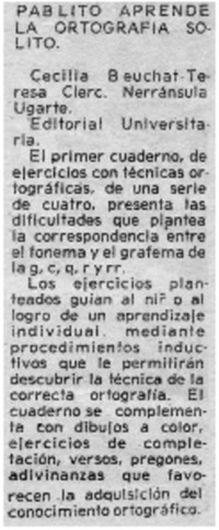 Pablito aprende la ortografía solito.