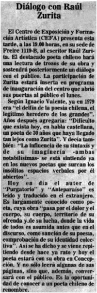 Diálogo con Raúl Zurita