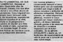 Tu te lamentas, de que te lamentas