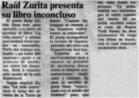 Raúl Zurita presenta su libro inconcluso