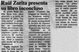 Raúl Zurita presenta su libro inconcluso