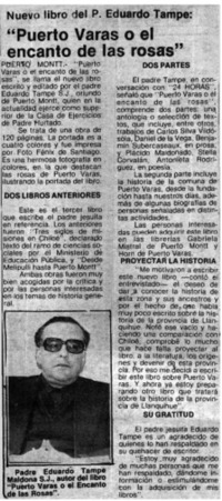 "Puerto Varas o el encanto de las rosas"