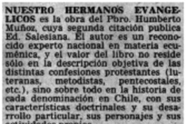 Nuestros hermanos evangélicos