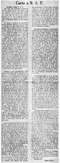 Carta a R. A. P.