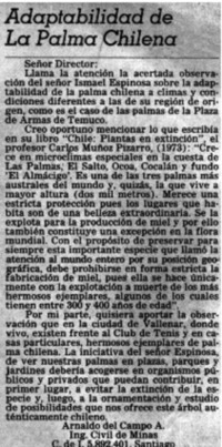 Adaptabilidad de La Palma Chilena