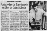 Parte rodaje de filme basado en libro de Isabel Allende