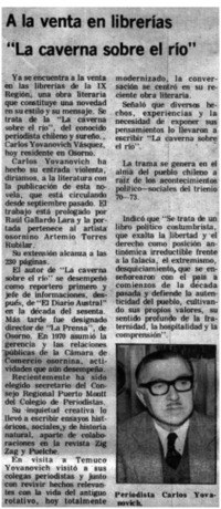 A la venta en librerías "La caverna sobre el río"