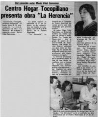 Centro Hogar Tocopillano presenta obra "La Herencia"