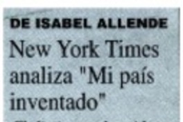 New York Times analiza "Mi país inventado"