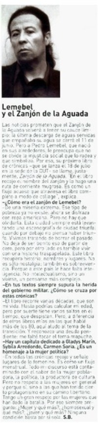 Lemebel, y el Zanjón de la Aguada : [entrevistas]