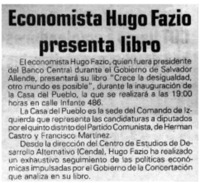 Economista Hugo Fazio presenta libro
