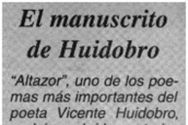 El manuscrito de Huidobro