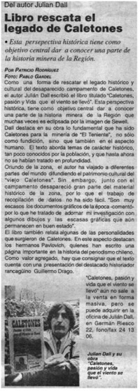 Libro descata el legado de caletones