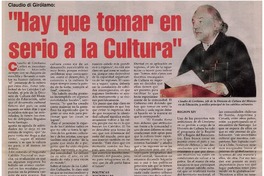 Hay que tomar en serio a la cultura"