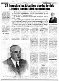 38 han sido los alcaldes que ha tenido Linares desde 1891 hasta ahora