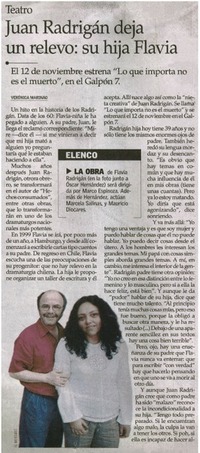 Juan Radrigán deja un relevo : su hija Flavia