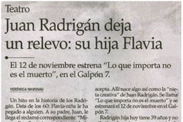 Juan Radrigán deja un relevo : su hija Flavia