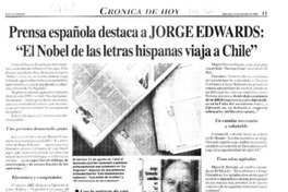 Prensa española destaca a Jorge Edwards.