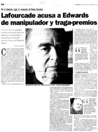 Lafourcade acusa a Edwards de manipulador y traga-premios