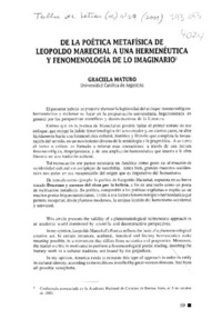 De la poética metafísica de Leopoldo Marechal a una hermenéutica y fenomenología de lo imaginario