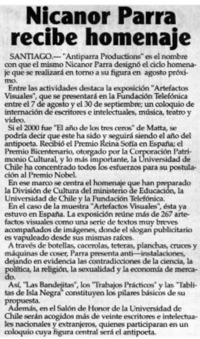 Nicanor Parra recibe homenaje