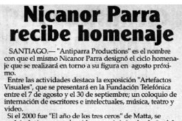 Nicanor Parra recibe homenaje