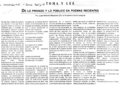 De lo privado y lo público en poemas recientes