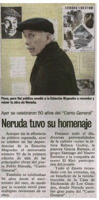 Neruda tuvo su homenaje