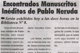 Encontrados manuscritos inéditos de Pablo Neruda