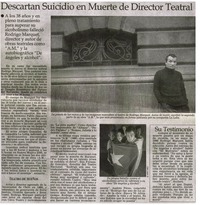 Descartan suicidio en muerte de Director teatral